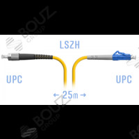 Патчкорд оптический BOUZ, FC/UPC-LC/UPC, SM, Duplex, 25 метров, LSZH 3мм