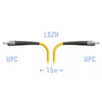 Патчкорд оптический FC/UPC, SM, Simplex, 15 метров, LSZH 3мм