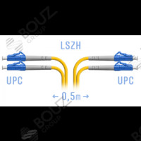Патчкорд оптический BOUZ, LC/UPC, SM, Duplex, 0.5 метра, LSZH 3мм