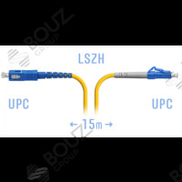 Патчкорд оптический BOUZ, LC/UPC-SC/UPC, SM, Simplex, 15 метров, LSZH 3 мм