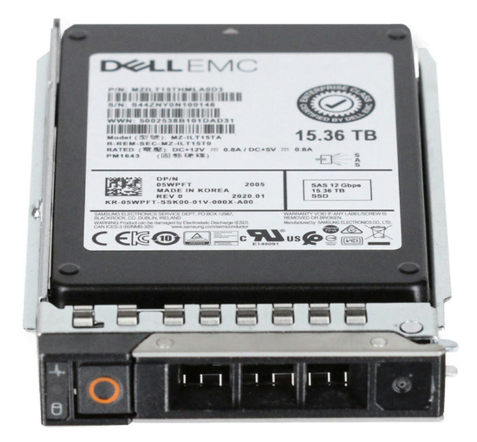 Dell 15.36TB 12Gbps SAS RI TLC 2.5 SSD  PM1643 (MZ-ILT15TA-OSTK)
