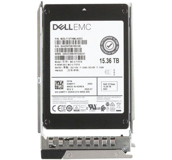 Dell 15.36TB 12Gbps SAS RI TLC 2.5 SSD  PM1643 (MZ-ILT15TA-OSTK)