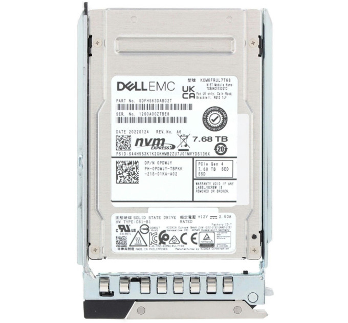 Dell 7.68TB PCIe Gen4 NVMe RI TLC SED/FIPS 2.5 SSD KCM6FRUL7T68 (PDWJY-OSTK)