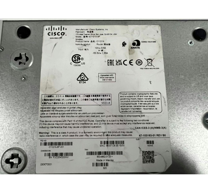 CISCO C1121X-8P ISR 1100 8P Dual GE SFP WAN 8GB Router with power adpater