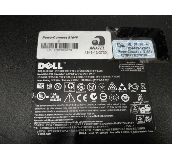 Dell PowerConnect 8164F 48x 10GbE SFP+ & 2x QSFP 40G Switch W/ dual AC PSU