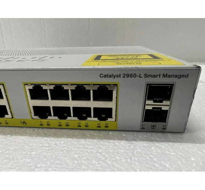Cisco WS-C2960L-SM-16PS 16 x Gigabit RJ45 PoE+ ports & 2 x 1G SFP Switch