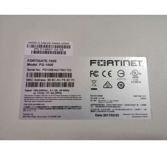 Fortinet FortiGate-100E FG-100E Network Security Firewall 20xGE port Switch