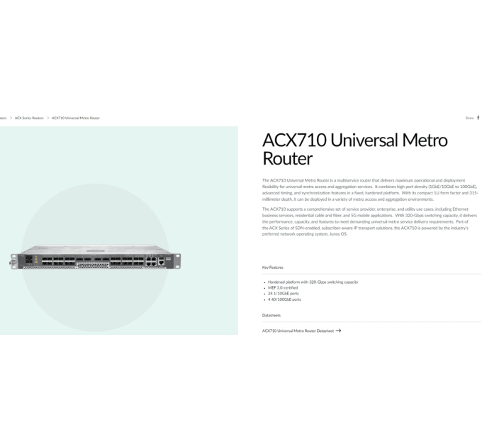 Juniper ACX710 ACX710DC 24x 10G SFP+ & 4x 40G/100G QSFP28 Universal Metro Router