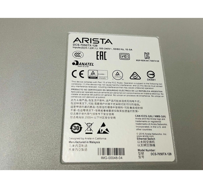Arista DCS-7050TX-128-R 96x 10GBase-T & 8x 40G QSFP+ Ports Switch "Port 85 Bad"