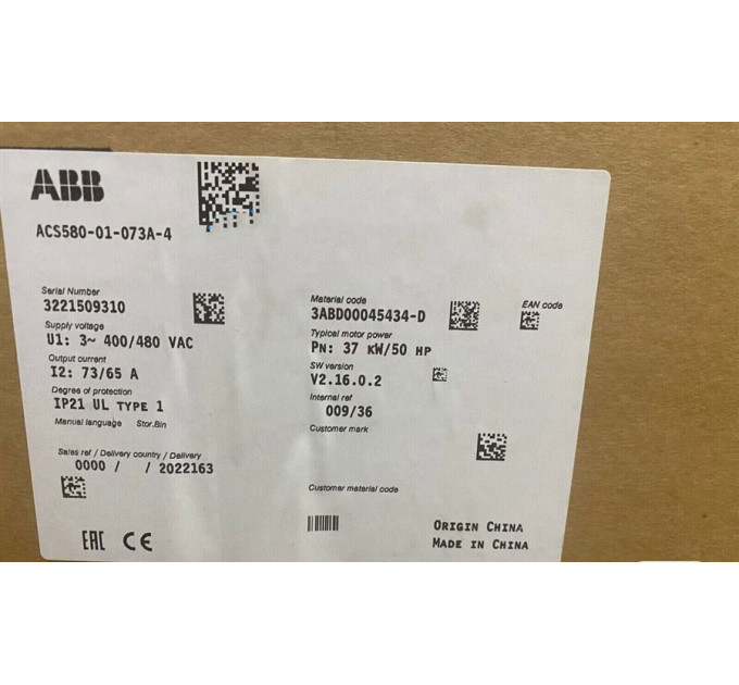 Инвертор ABB ACS580-01-073A-4 один новый ACS58001073A4 37 кВт ускоренная доставка